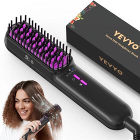 Hair Straightener Brush, Ionic Plus Steam Straightening Brush For Smooth, Anti-frizz Hair, Anti-Scald Ceramic Straightening Comb, Heated Straightener