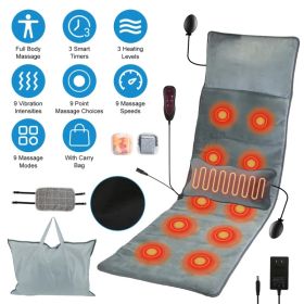 Full Body Electric Massage Mat With Heat Vibration Massage Pad Cushion Back Massage Mattress Chair Pad With Inflatable Head Lumbar Pillow With 10 Vibr