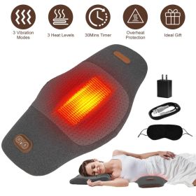 2 In 1 Electric Lumbar Massager Support Pillow Memory Foam Lower Back Massager With Heat Vibration Adapter For Pain Relief (Option: DarkGrey)