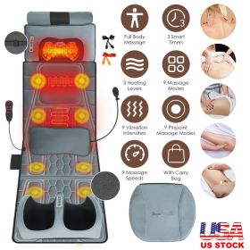 Flannel Full Body Massage Mat Multifunctional Massage Chair Pad With Heat Timer Shiatsu Neck Foot Massager Lumbar Pillow Carry Bag Earplugs Anti-Slip (Option: Grey Flannel)