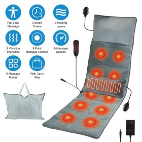 Full Body Electric Massage Mat With Heat Vibration Massage Pad Cushion Back Massage Mattress Chair Pad With Inflatable Head Pillow Lumbar Pillow With (Option: Grey)