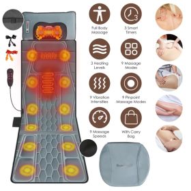 Flannel / PU Material Options - 1 Pc Full Body Massage Mat Multifunctional Massage Chair Pad With Heat Timer Shiatsu Neck Massager Carry Bag Earplugs (Option: Flannel)