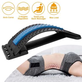 Back Massage Stretching Device Multi-Level Lumbar Spinal Support Stretcher Herniated Disc Upper Lower Back Pain Relief (Option: BlackBlue)