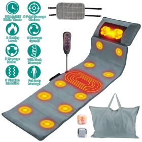 Full Body Electric Massage Mat With Heat Vibration Massage Pad Cushion Back Massage Mattress Chair Pad With Neck Massage Pillow With 10 Vibration Moto (Option: Grey-Advanced)
